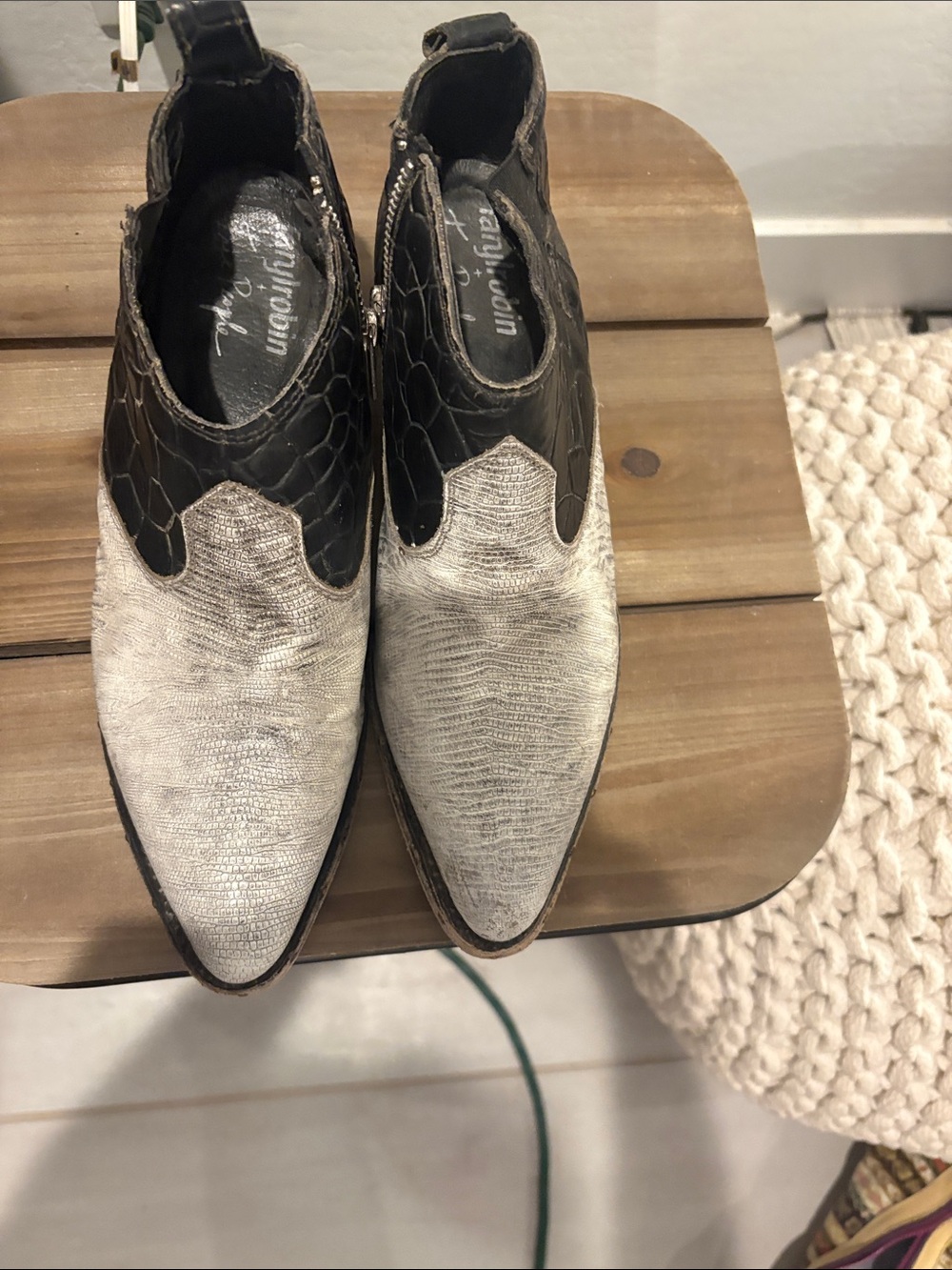 Free People women Two-Tone Star Ankle Boots in Black and Gray